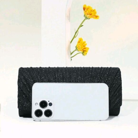 2/$30 Ladies Elegant Black Glitter Evening Bag - Picture 7 of 9